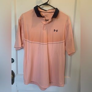 Men’s Under Armour Heat gear peach polo Large